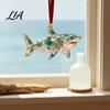 Holiday Hanging Decor Sea Glass Christmas Ornament, Coastal Turtle Whale Shark Octopus Ornament Tree Decoration, Ocean-Inspired Acrylic Pendant