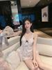 Ice silk pajamas women's summer girl sweet pure desire suspender shorts loungewear set pink sexy pajamas women's silk
