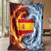Spain football Printed Flannel Blanket Skin Friendly Warm Decorative Throw for Indoor Couch Bed Daily Use