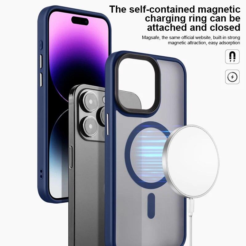Роскошный розовый матовый матовый чехол для телефона IPhone 15 14 13 12 11 Pro Max 15 14 Plus полупрозрачный магнитный чехол для беспроводной зарядки
