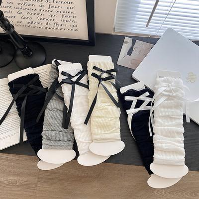 Банты из лент, Чехлы для длинных носков, Защита от солнца весной и летом, Рукава в стиле Лолита Колледж, Черно-белые, Чехлы для икр