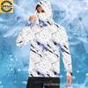 Mens Quick-Dry Camo Long Sleeve Rash Guard With Hood Face Cover Fishing Outdoor Sports