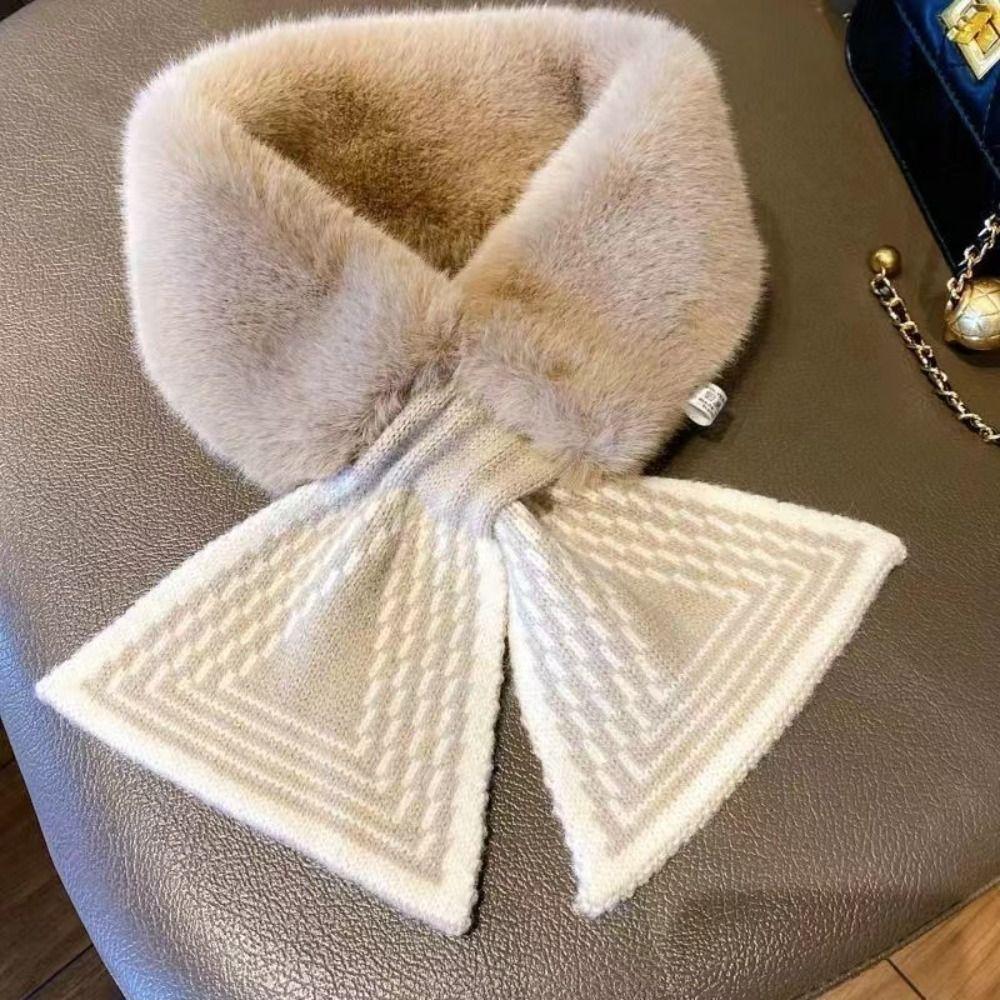 Long Thicken Neck Scarf Keep Warm Fluffy Knitting Neck Shawlrf Knitting Cross Scarf Autumn/Winter