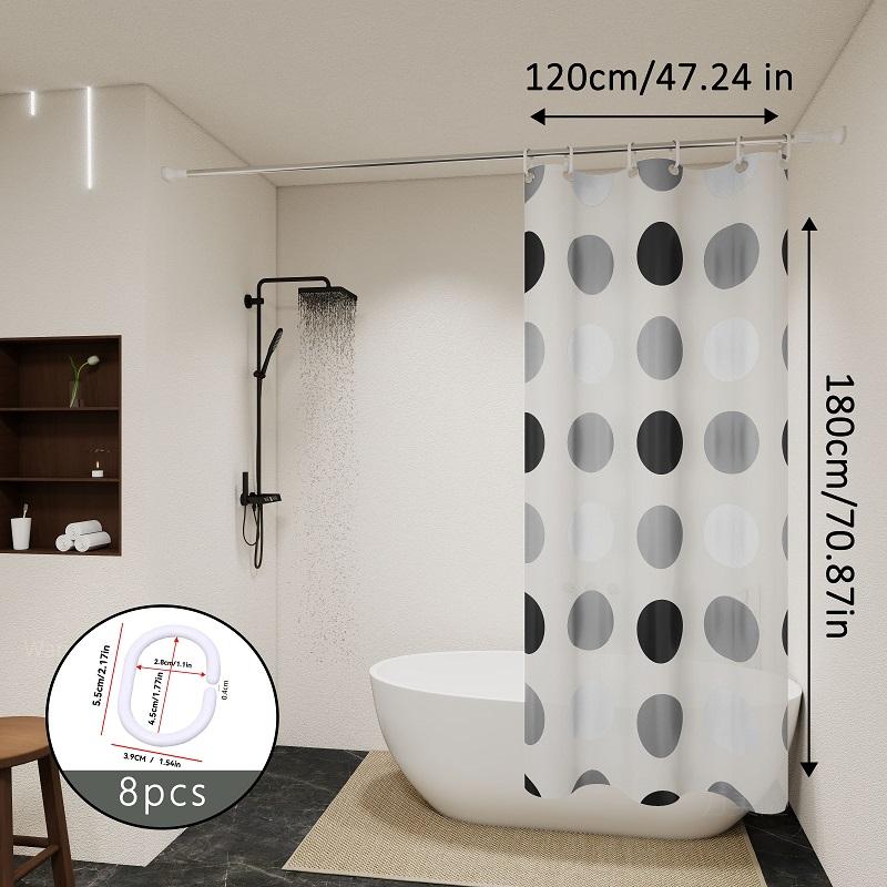 Минималистичная серо-белая шторка для ванной в горошек и шторка-перегородка для туалета — это маст-хэв для любителей минимализма