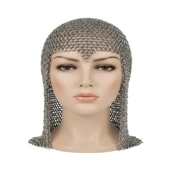 Алюминиевая ручная кольчужная балаклава Средневековый капюшон Viking Knight Броня Шлем Колпак для LARP Cosplay Ren Faire Костюма