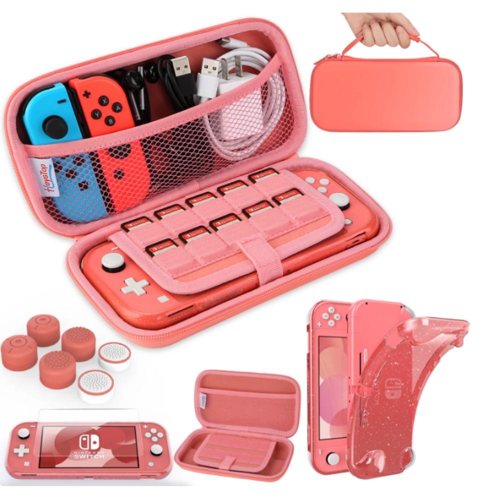 Чехол Switch Lite с мягким блестящим защитным чехлом из термополиуретана, игровая карта, 6 колпачков для большого пальца для Nintendo Switch Lite, комплект аксессуаров