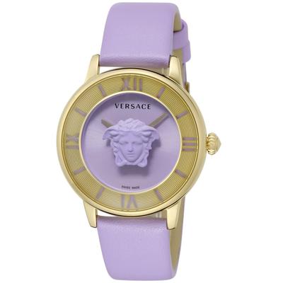 Часы LA MEDUSA Medusa Фиолетовый циферблат Нержавеющая сталь Сапфировое стекло Кварцевые 38 мм Швейцарские часы VE2R00522 [Versace] Женские [Товар]