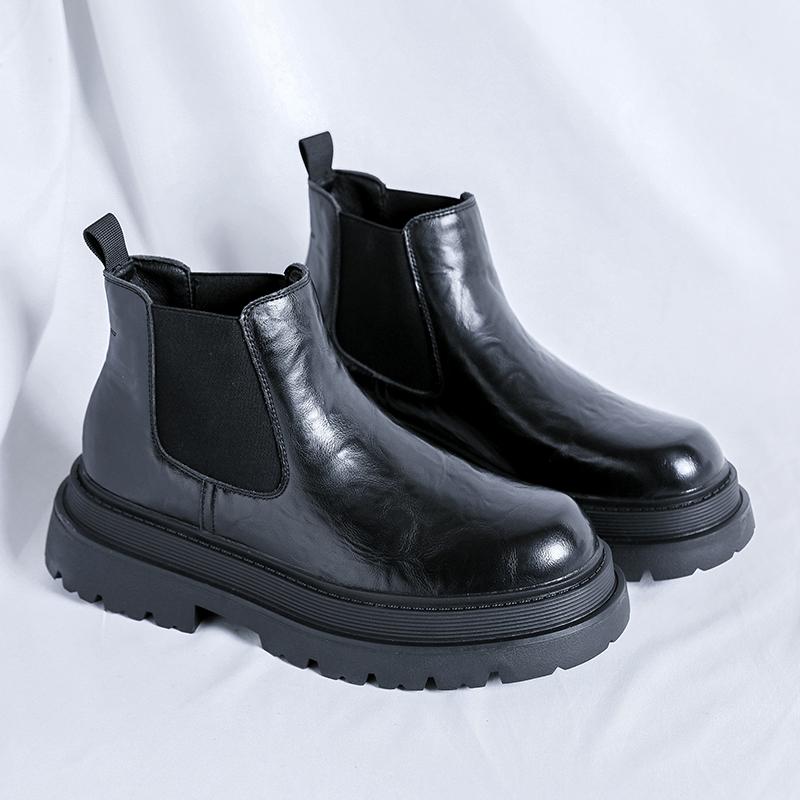 Мужские ботинки Chelsea 2024 года, высококачественные мужские ботинки Slip On, зимние, с круглым носком, на короткой платформе, водонепроницаемые, модные ботинки