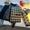 Винтажная клетчатая короткая куртка во французском стиле с хлопковым наполнителем и изысканным темпераментом для женщин