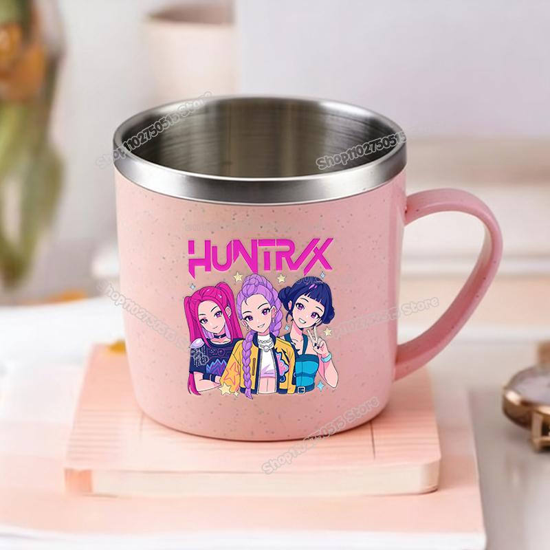 KPop Demon Hunters Children Home Water Cups Cartoon Stainless Steel Milk Mugs School Office Coffee Tea Adorable Girl Drink Cups