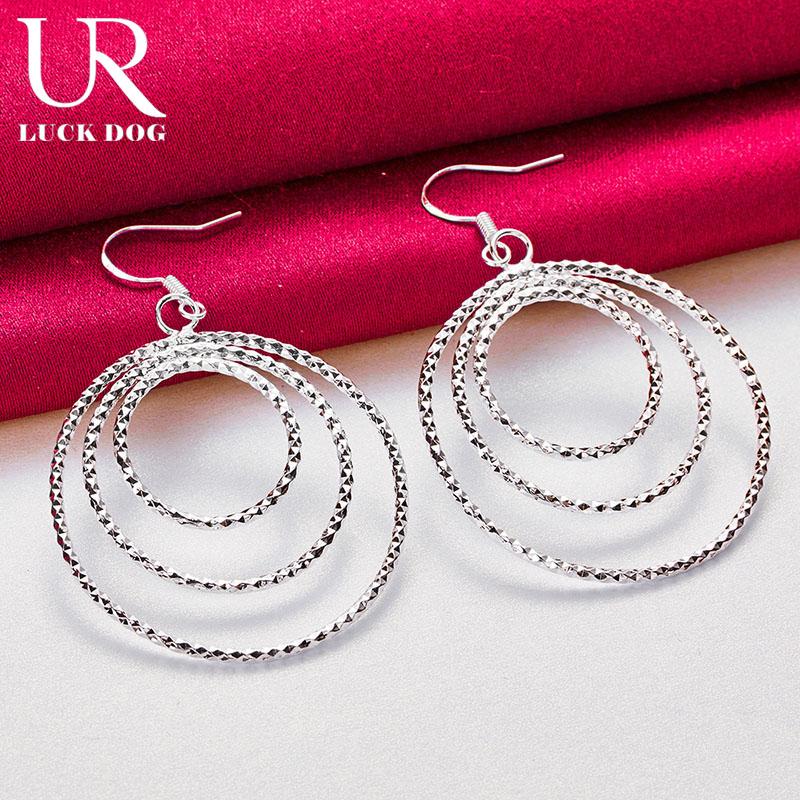 Серьги-подвески из стерлингового серебра 925 пробы с тремя кольцами, модные свадебные украшения