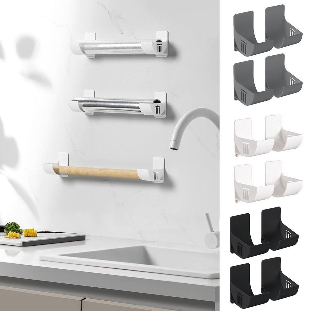 4PCS Punch Free Trash Bags Holder Kitchen Shelf Wall Mounted Organizer Plastic Bag Film Container