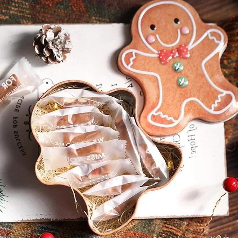 Christmas Decoration Storage Box Gingerbread Man Iron Gift Sugar Box Christmas Merry Home Decor New Year Christmas Gift Box Gift
