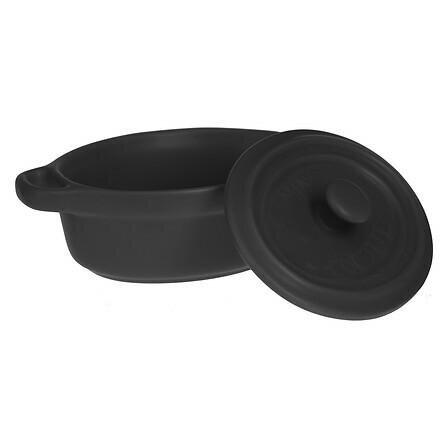 Ceramic Casserole 8.5X11Cm Black With Lid