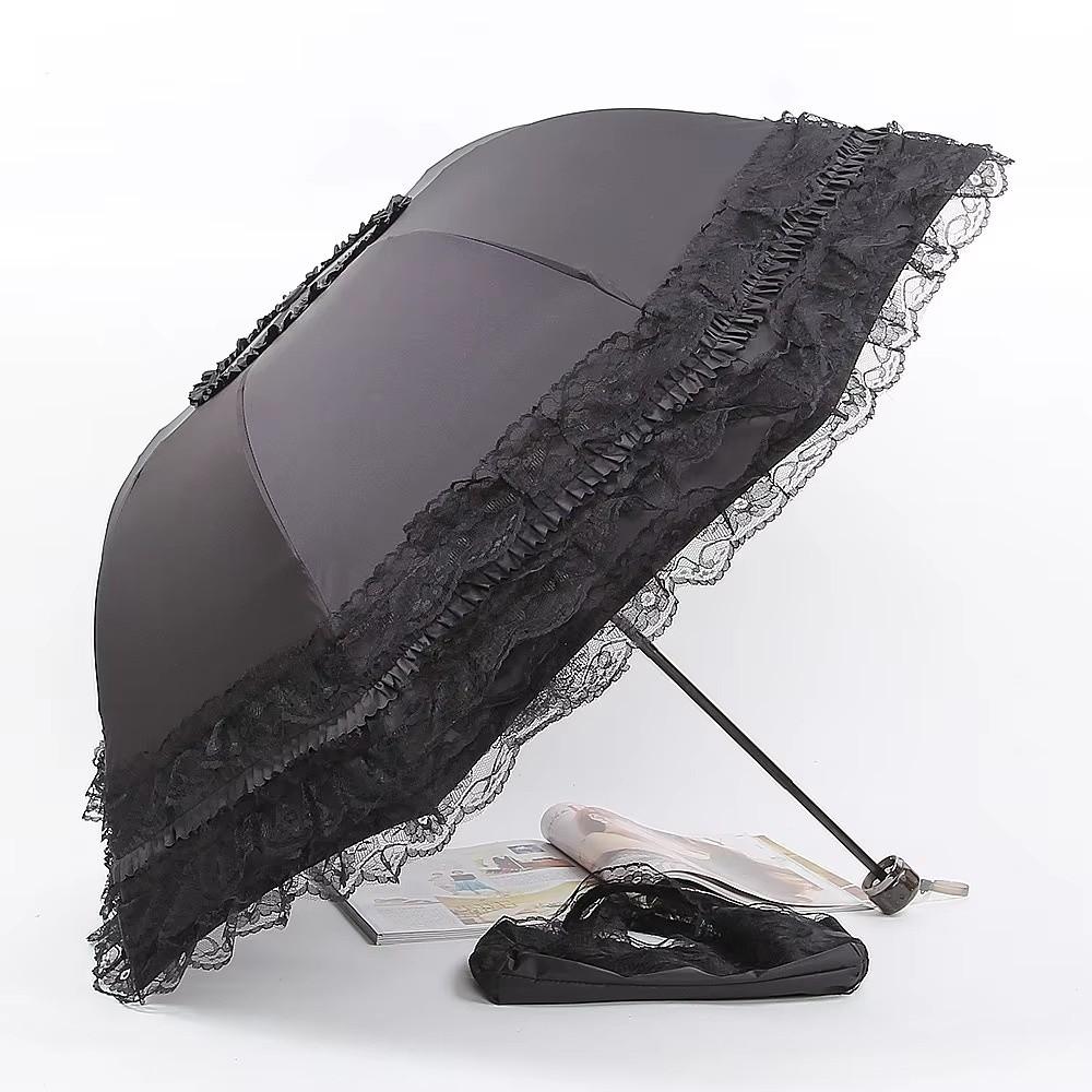 Lolita Lace Sun Umbrella Anti-UV Protection Princess Female Parasol Vintage Folding Umbrella
