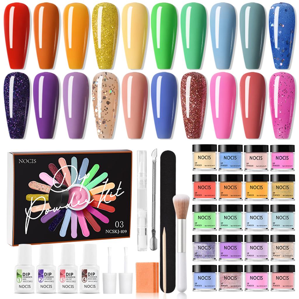 NOCIS 20 Colors Nail Dipping Powder Set Nail Art Dip Powder Starter Kit Fastdrying No UVLED Nail