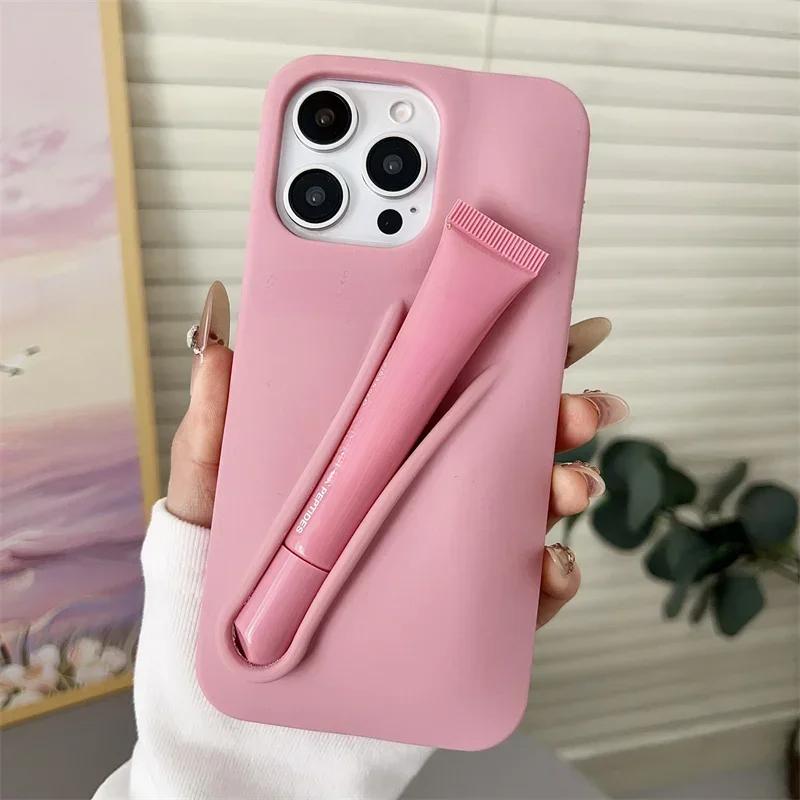 Чехол-косметичка с блеском для губ Dopamine для iPhone 17 16E 15 Pro Max 11 12 13 14 Plus 17 Air Держатель для помады Чехол для телефона с блеском для губ
