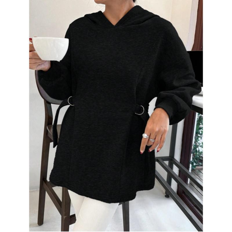 New Spring and Autumn Style Design Is Loose and Slim Solid Color Simple Casual and Versatile Pullover Sweatshirt Women