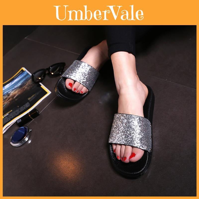 Elegant Sexy Open Teen Slides For Women With Premium Quality Glitter Platform