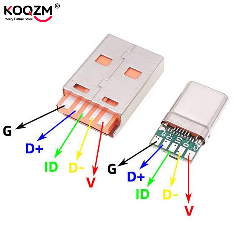 Быстрая зарядка PD Type-C USB 65 Вт 5 А Штекер Папа Пайка С 5-контактной платой + Type A Папа 5-контактный USB DIY OTG Зарядка Данных DIY НАБОР