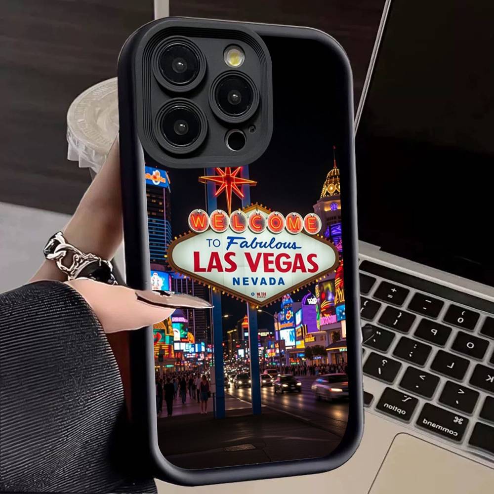 Las Vegas Sign LIGHTS Nevada Phone Case For iPhone 11 12 13 14 15 16 17 Pro Max Shockproof Soft TPU Back Cover