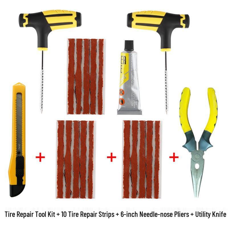 Набор для быстрого ремонта: Клей для вакуумной накачки шин автомобиля и мотоцикла и набор аварийных инструментов