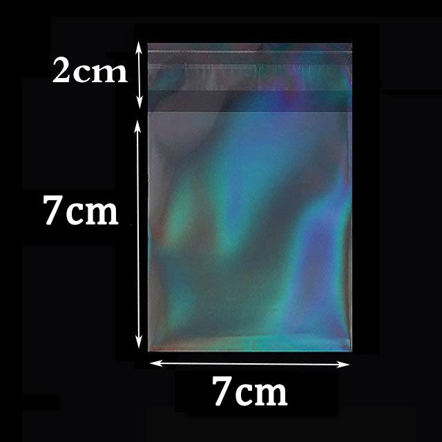 50pcs Transparent Holographic Laser Self Adhesive Bag Aurora Color Pouches for DIY Jewelry Badge Gift Package Storage Bags