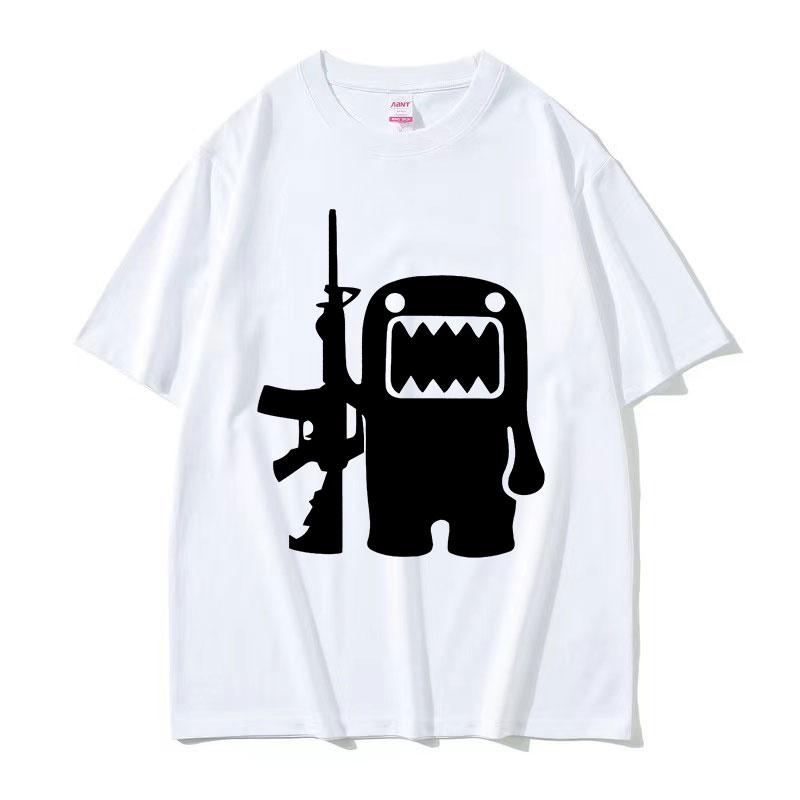 Смешная футболка с графическим принтом Domo Kun AK47 в ретро-стиле для мужчин, с круглым вырезом, высококачественная модная футболка, мужская, 100% хлопок, оверсайз футболки, стритвир
