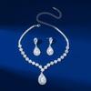 2Pcs/Set Women Wedding Jewelry Set Waterdrop Shape Shining Faux Crystal Choker Necklace Dangle Earrings Set