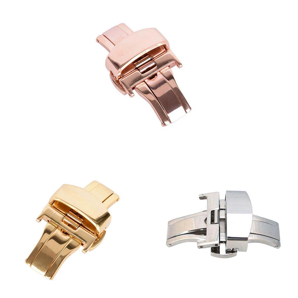 Премиальная застежка для часов из нержавеющей стали золотого цвета, бабочка, высокополированная отделка