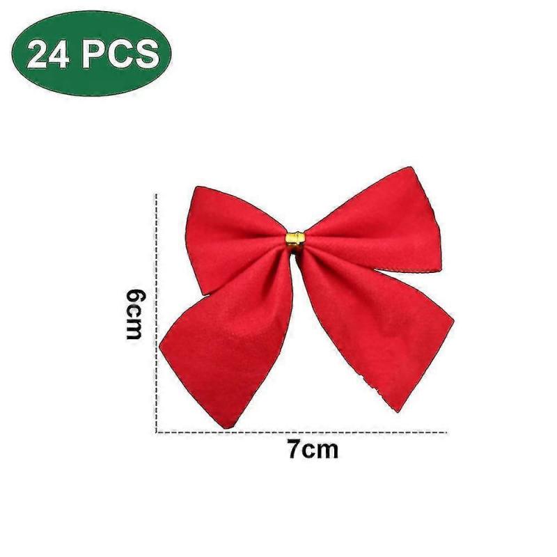 24pcs Bow Twist On Christmas Tree Wreaths On Crafts Winter Decorations For Weddingsred)  bd