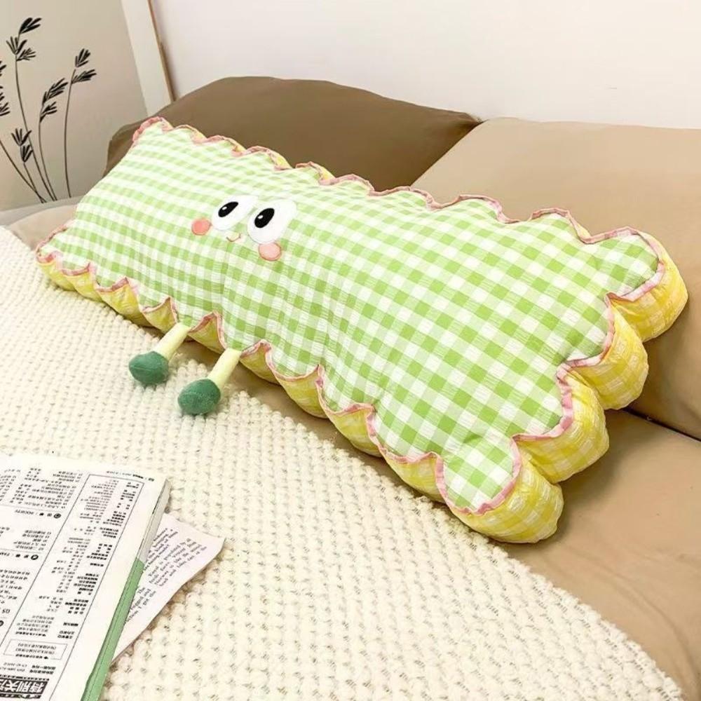 Plaid Pattern Leg Clamp Pillow Cartoon Print Side Sleeping Pillow Soft Long Body Pillow Sofa