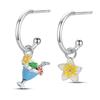 Серьги-кольца из серебра 925 пробы с красивыми фиолетовыми цветами Украшения Универсальные серьги-кольца Для женщин Украшения Подарки на день рождения
