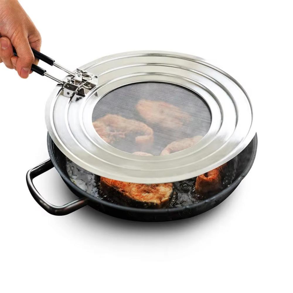 Foldable Handle Oil Splash Screen Stainless Steel Oil Filter Net Pot Cover Oil Proof Lid Pan
