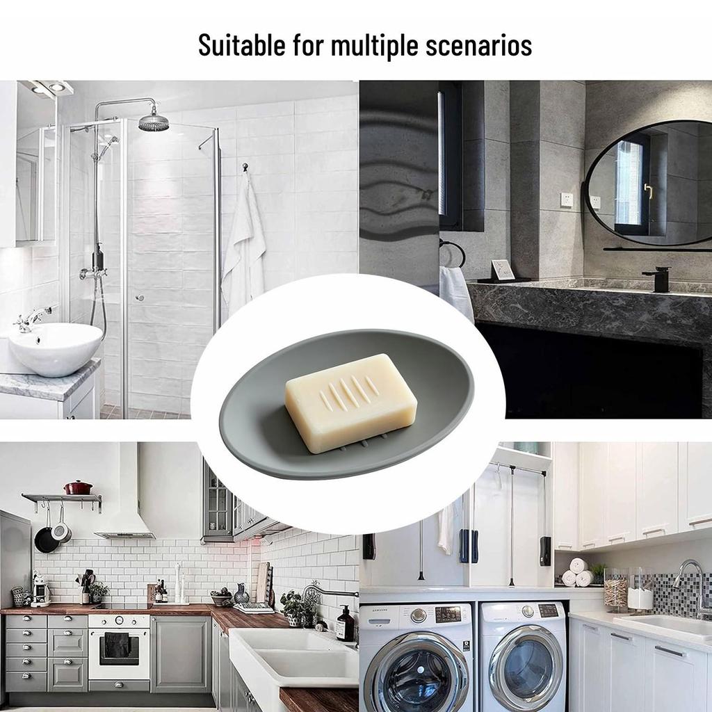 Oval Silicone Soap Dish with Drainage for Bathroom Storage