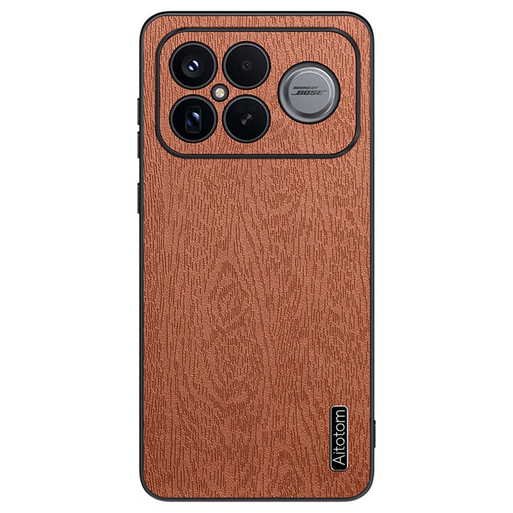 Чехол для Xiaomi Redmi K90 Pro Max 5G/Poco F8 Ultra, Текстура дерева, Покрытие из ПУ кожи, PC TPU, Чехол для телефона