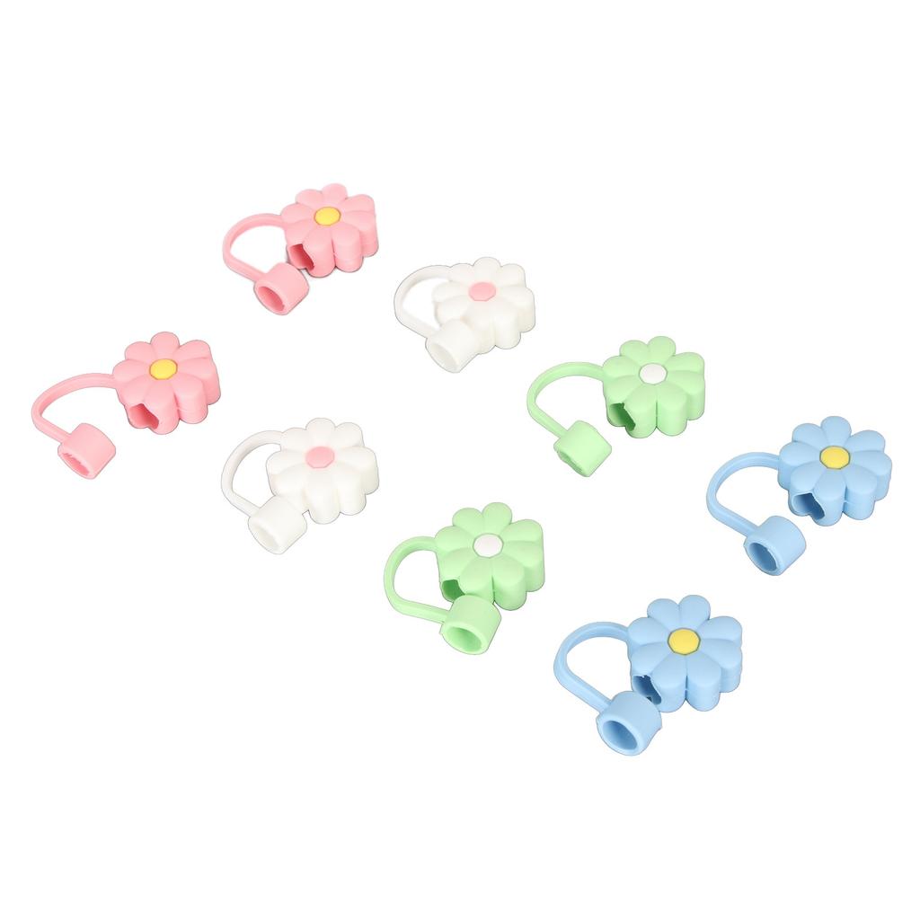 8Pcs Straw Covers Dustproof Decorative Portable Odorless Reusable Silicone Straw Toppers for Party Shopping Home