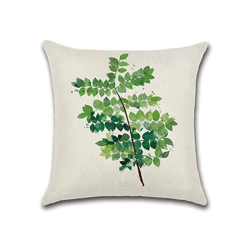 Simple Modern Green Leaves Tropical Plant Series Linen Pillowcase Nordic Small Fresh Style Cushion Cover
