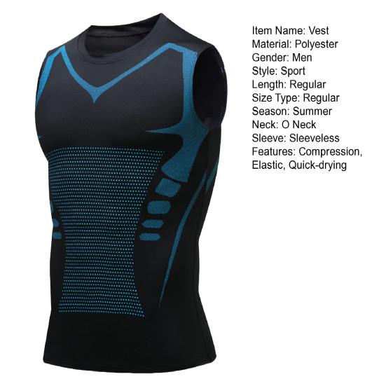 Мужской спортивный жилет Slim Fit Высокая эластичность O-образный вырез быстросохнущая без рукавов компрессионная майка для моделирования фигуры для бега в спортзале баскетбольная майка