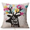 Hand-Painted Letter Animals Poster Design Sofa Throw Pillow Case Dachshund Deer Office Decoration Linen Square Car Cushion Cover