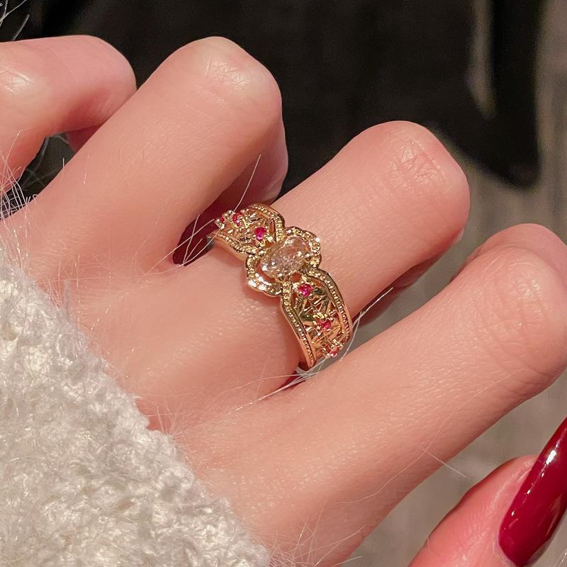Средневековый французский ретро придворный стиль открытое кольцо полностью усыпанное бриллиантами, микроинкрустация цирконом, нишевый дизайн, высококлассные персонализированные аксессуары