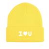 White "I Love U" Print Knit Hat Beanie, Man Cap Soft Cozy Solid Gorro Knit Cap Beanie