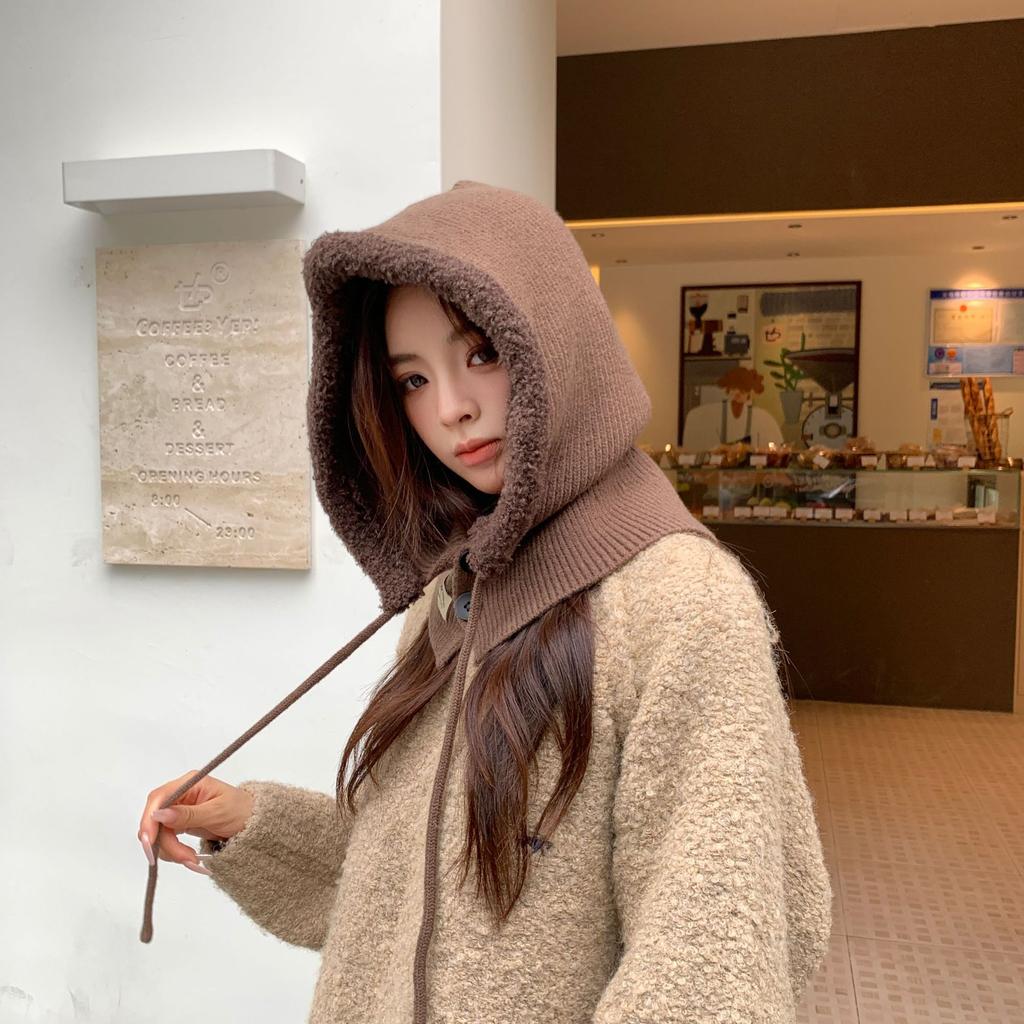 Зимняя новая шапка большого обхвата головы женская шапка-снежный человечек, высококлассная, пушистая, теплая, с защитой ушей, вязаная шапка из толстой шерсти