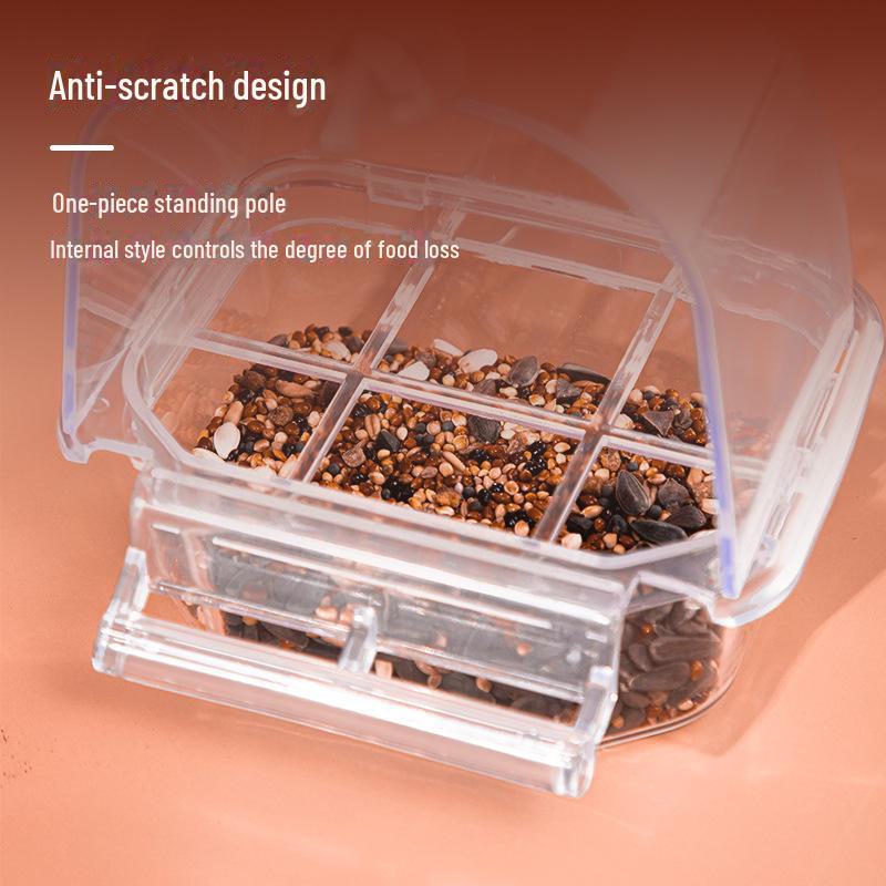 Transparent Anti-Spill Budgie Parrot Feeder - Automatic Bird Feeding Box