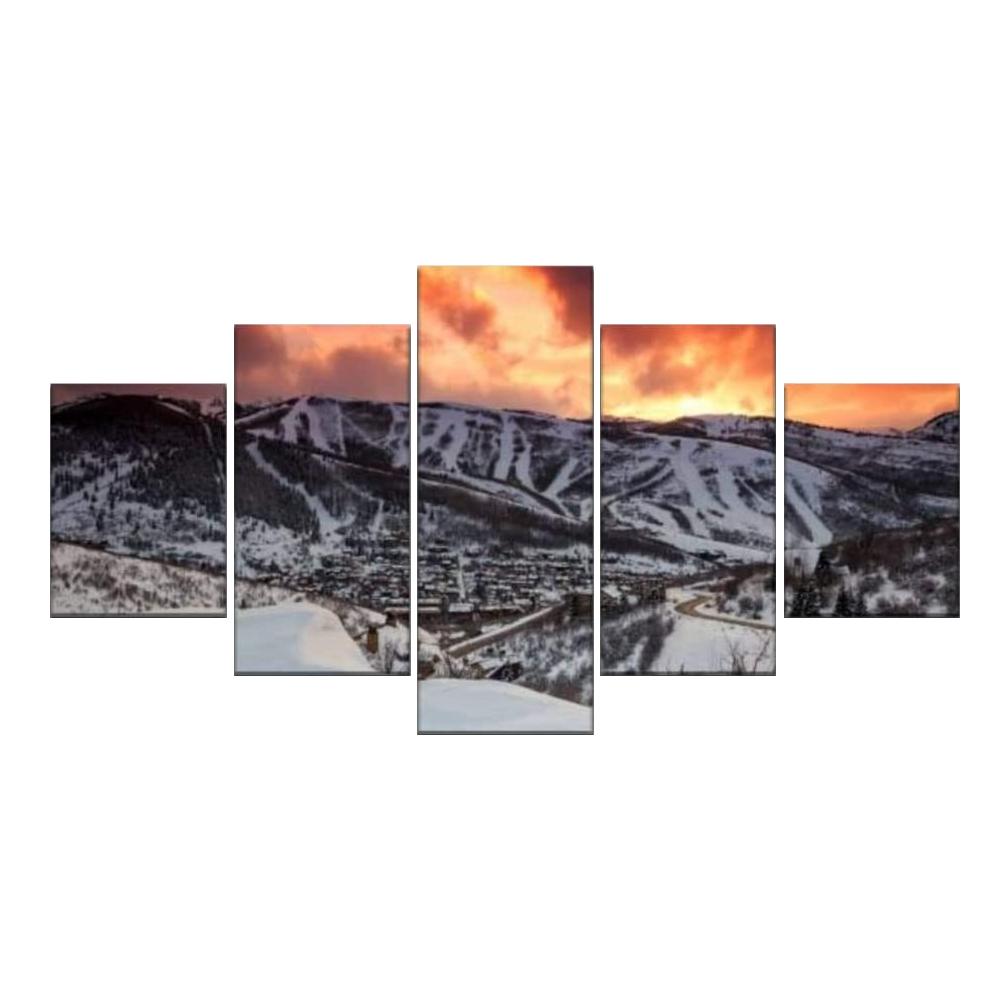 Canvas Wall Art 5 Piece Paintings Snow Mountain Plain Landscape Pictures Posters Home Decor Modern Living Room Decoration Prints