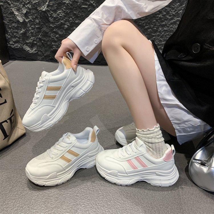 Кожаные кроссовки на платформе в стиле "dad shoes" Новые осенние легкие и дышащие повседневные спортивные туфли