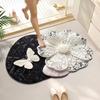 Absorbent Surface 3D Floral Butterfly Carpet Shower Mat  For Living Room Tea Table Bedside