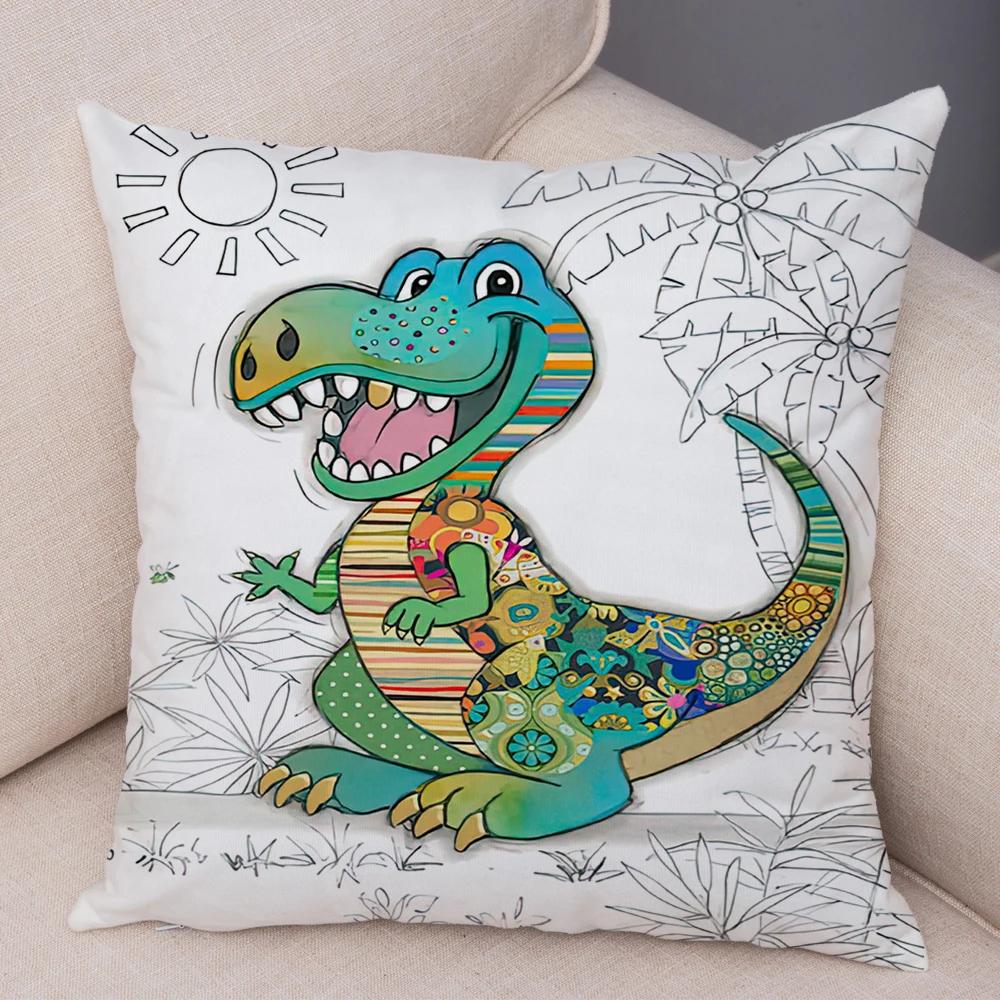 Cute Cartoon Animal Patterns Throw Pillow Cover With Short Plush Print Living Room Sofa Decoration Cushion Cover Pillow Covers