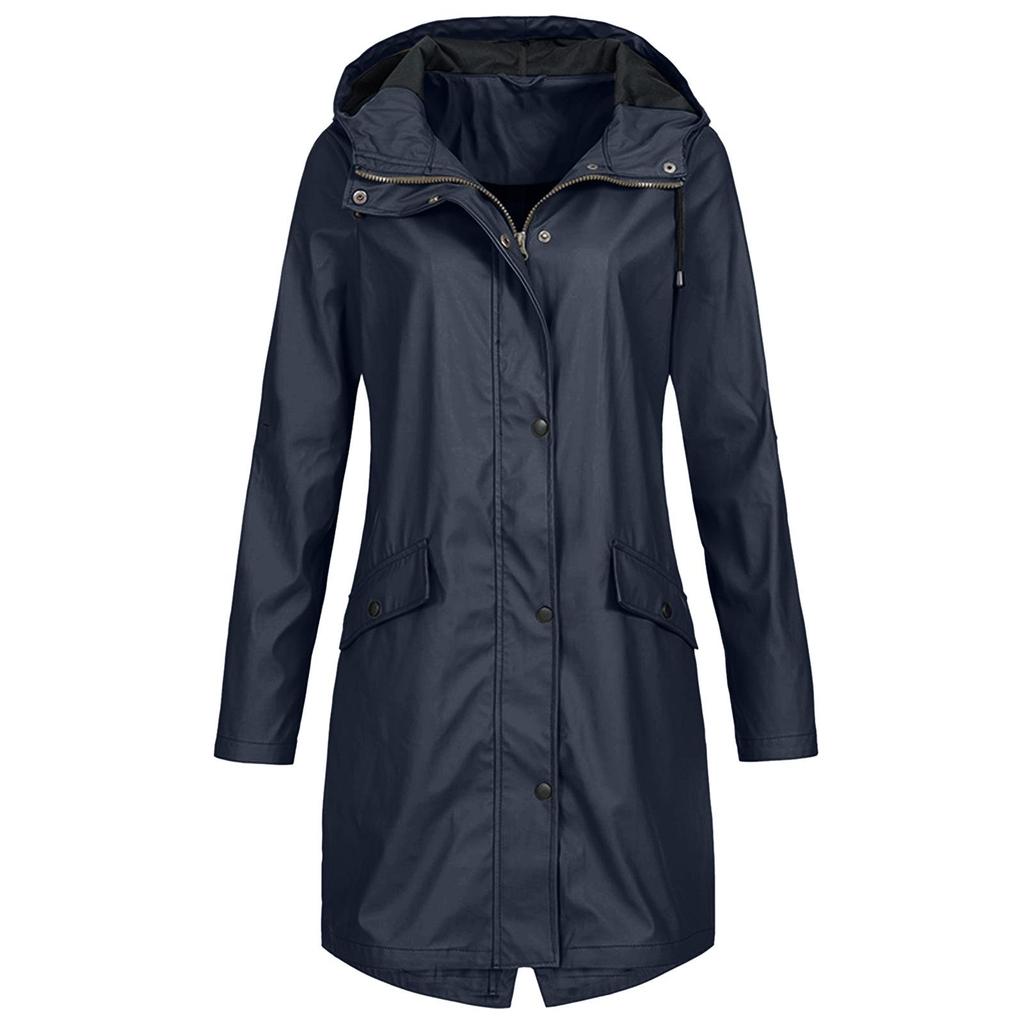 Womens Waterproof Raincoat Ladies Outdoor Wind Rain Forest Jacket Plus Size Coat