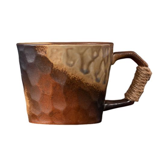 Кружка керамическая Yousheng 350 мл для чая и кофе, винтажная офисная кружка с спиральной пеньковой веревкой, чашка для воды, украшение для дома, подарок ручной работы